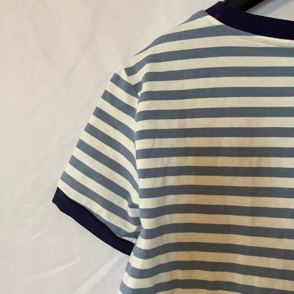 NWT Listicle Blue Striped Shirt Navy Ring Collar Sz S - Picture 3 of 5